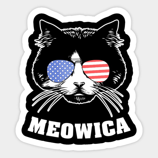 Cute Kitty Cat Animal American Flag Patriotic 4th Of July Sticker by Jannysingle